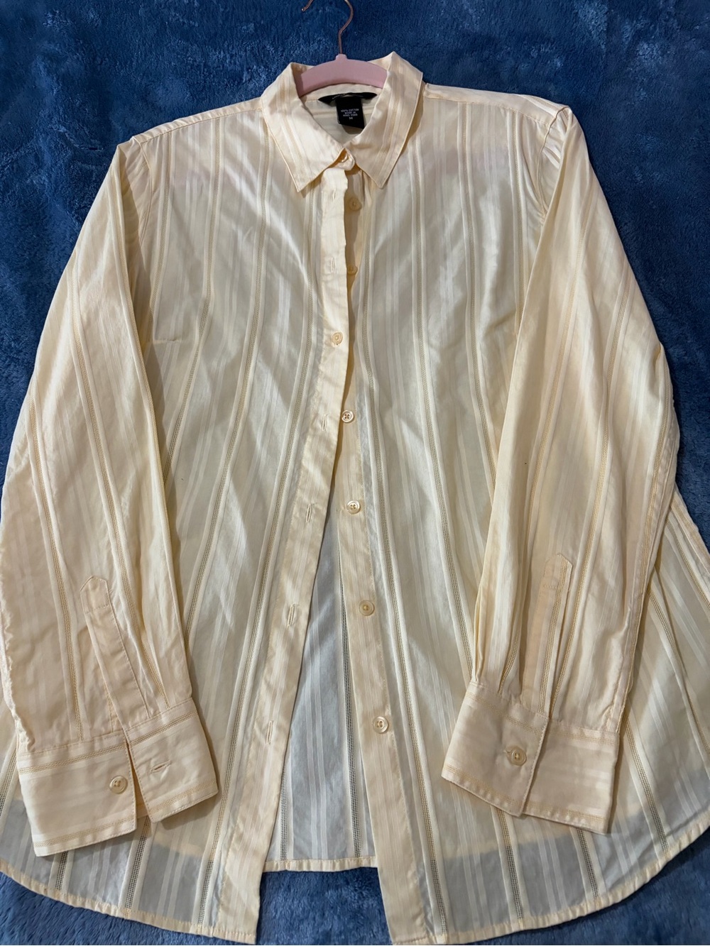 Moda International Men's Pale Cream Striped Button-Up Shirt